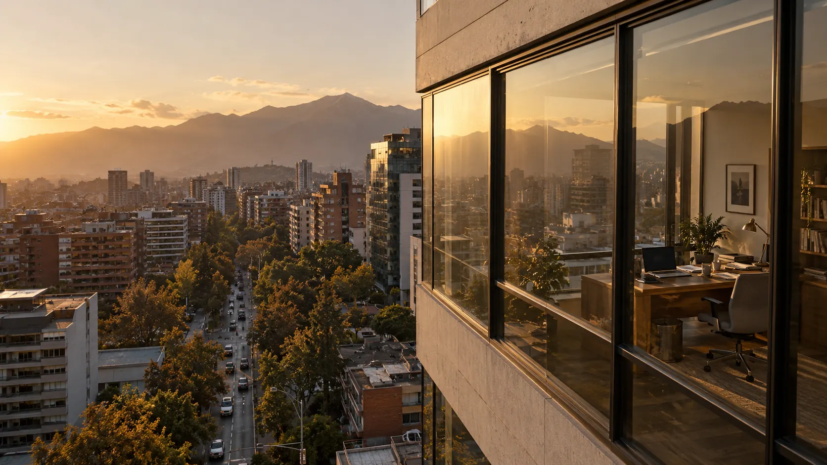 Exterior del edificio de oficinas visto desde lo alto